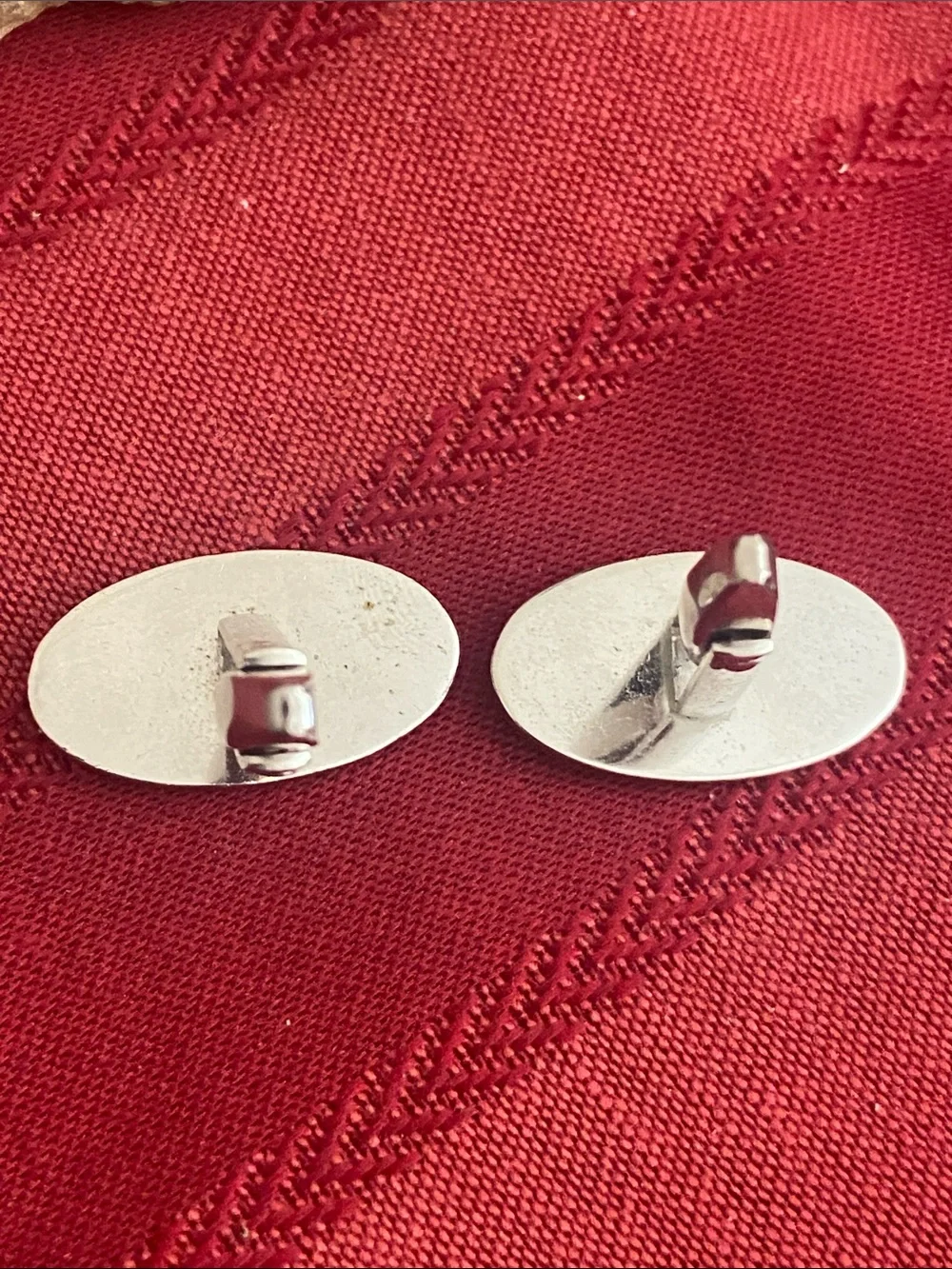 Vintage 70s Shiny Silver Tone Set of Cufflinks